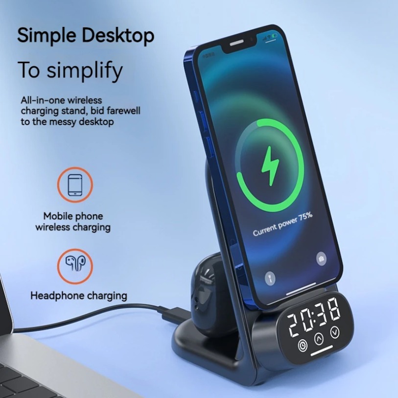 Wireless Charger Watch - 15W Clock Wireless Charger Stand for