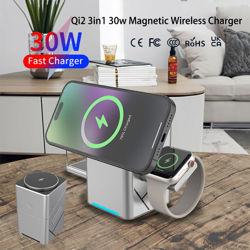 Wireless Charger Watch - 15W Touch Rotating Magnetic Multi-function 3