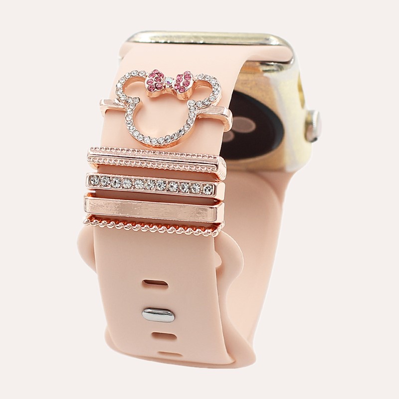 Smartwatch Watch Accessories - 5pcs Cartoon Mouse Rhinestone Watchband Ring