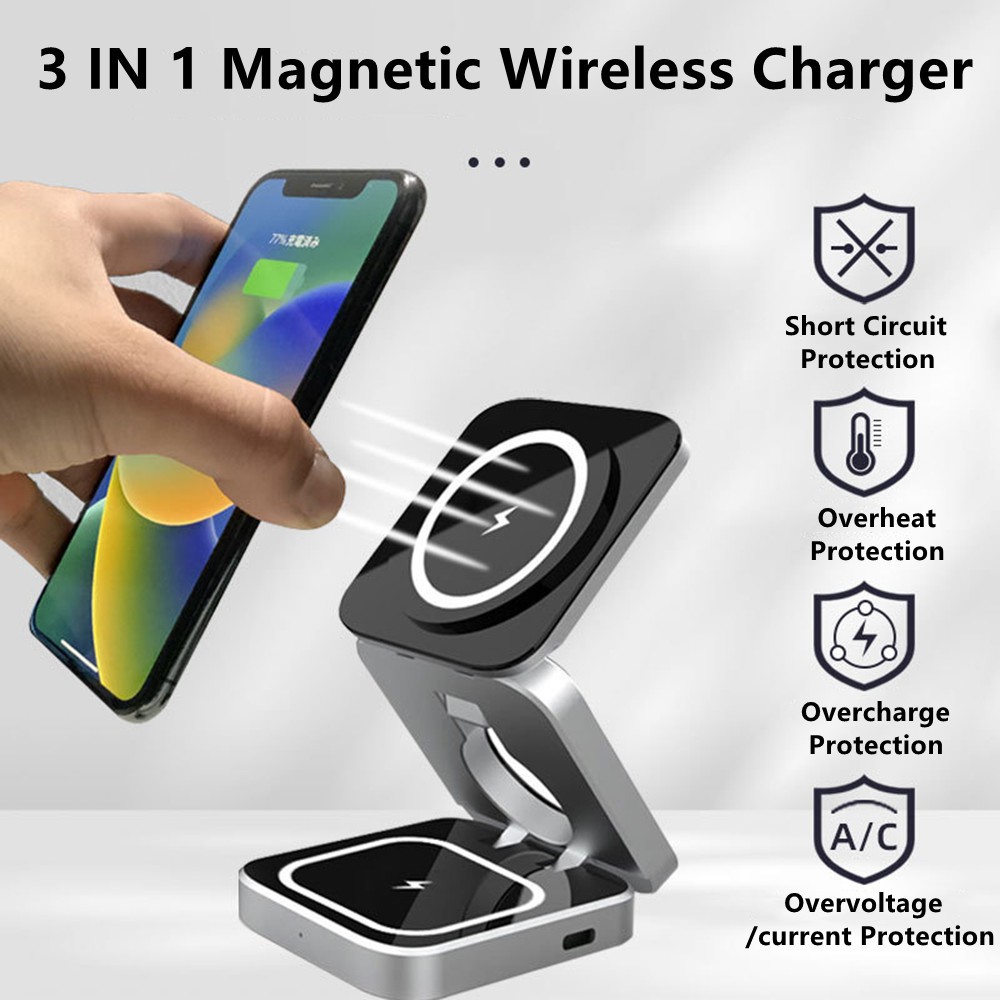 Wireless Charger Watch - Foldable Magnetic Wireless Charger Stand Magnet