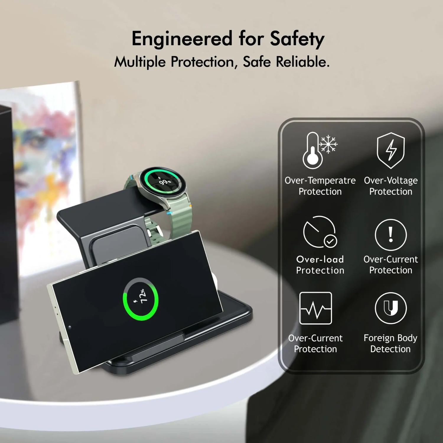 Desktop 3-in-1 Wireless Charge - Wireless Charger Watch ulasan dan harga
