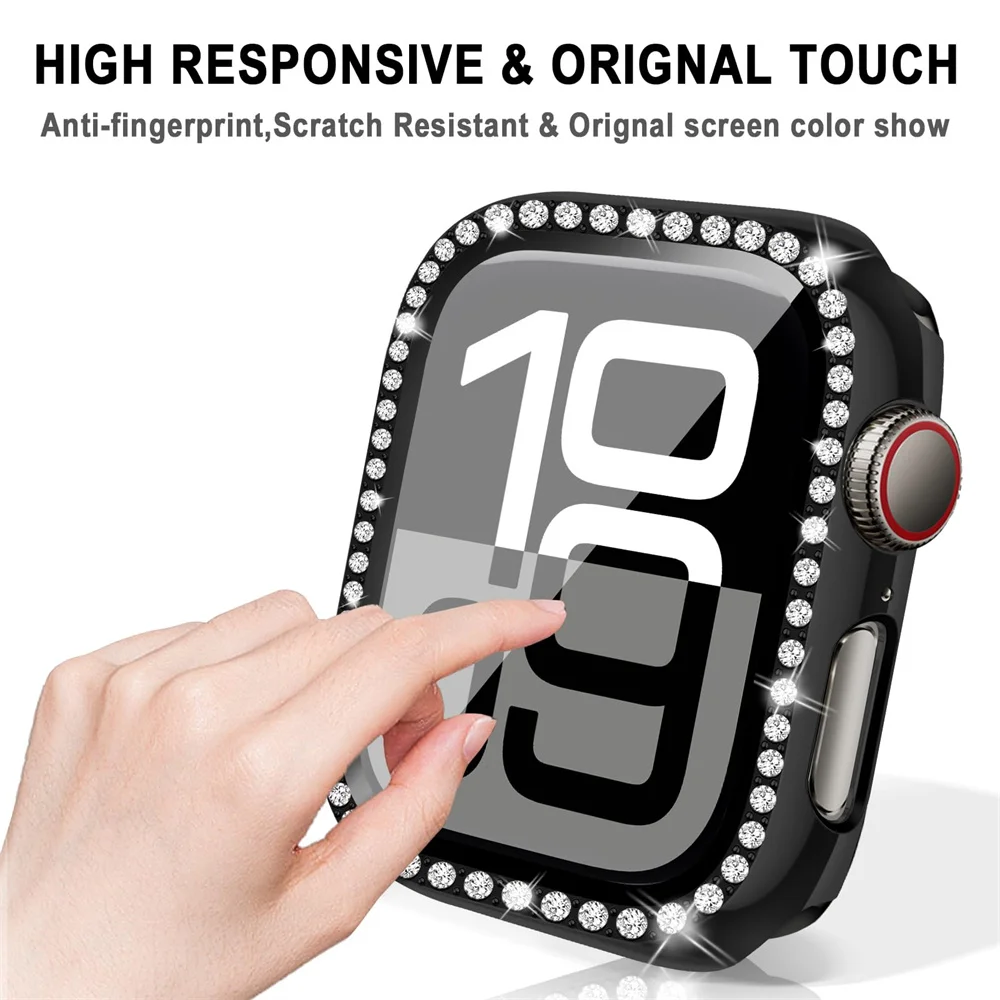 Glass+Diamond Case For Apple w - Smartwatch Band Accessories ulasan dan harga