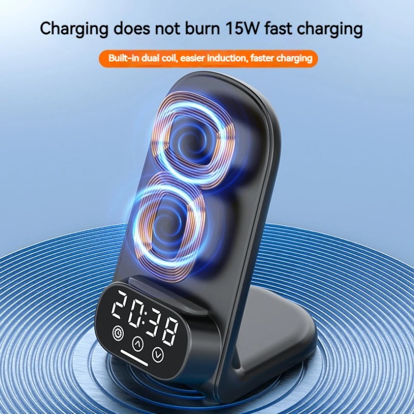 15W Clock Wireless Charger Sta - Wireless Charger Watch ulasan dan harga