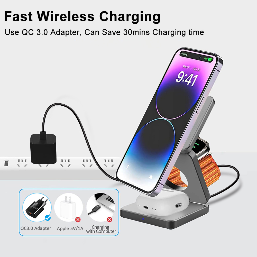3 in 1 Foldable Magnetic Wirel - Smartwatch Ac ulasan dan harga