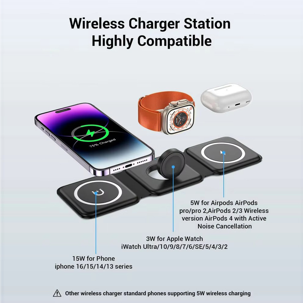3-in-1 Magnetic Folding Wirele - Wireless Charger Watch ulasan dan harga