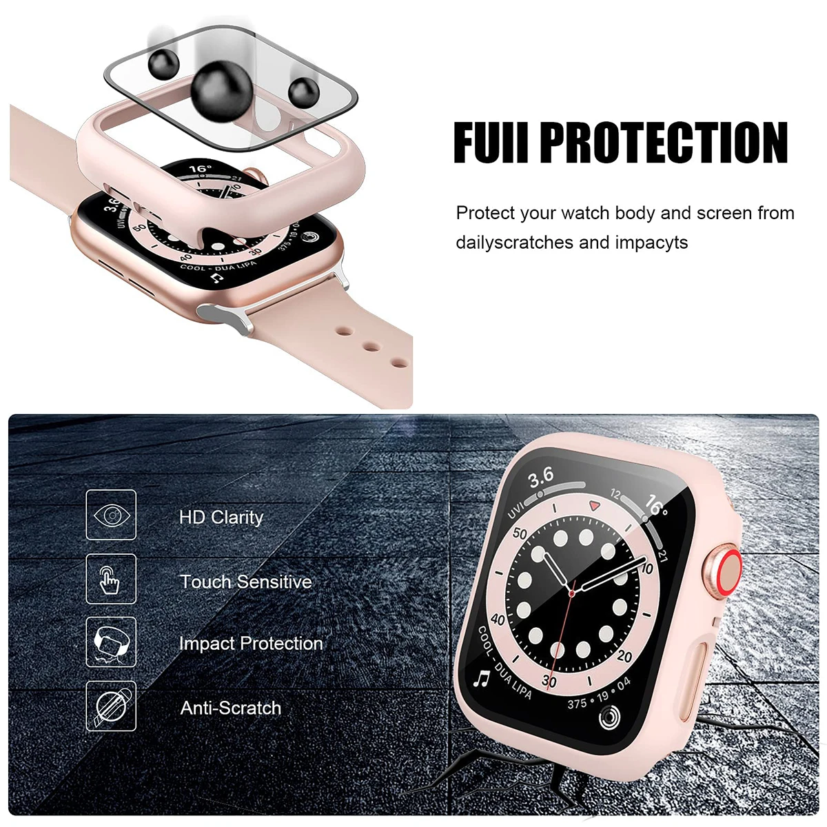 Tempered Glass+Cover For Apple - Smartwatch Band Accessories ulasan dan harga