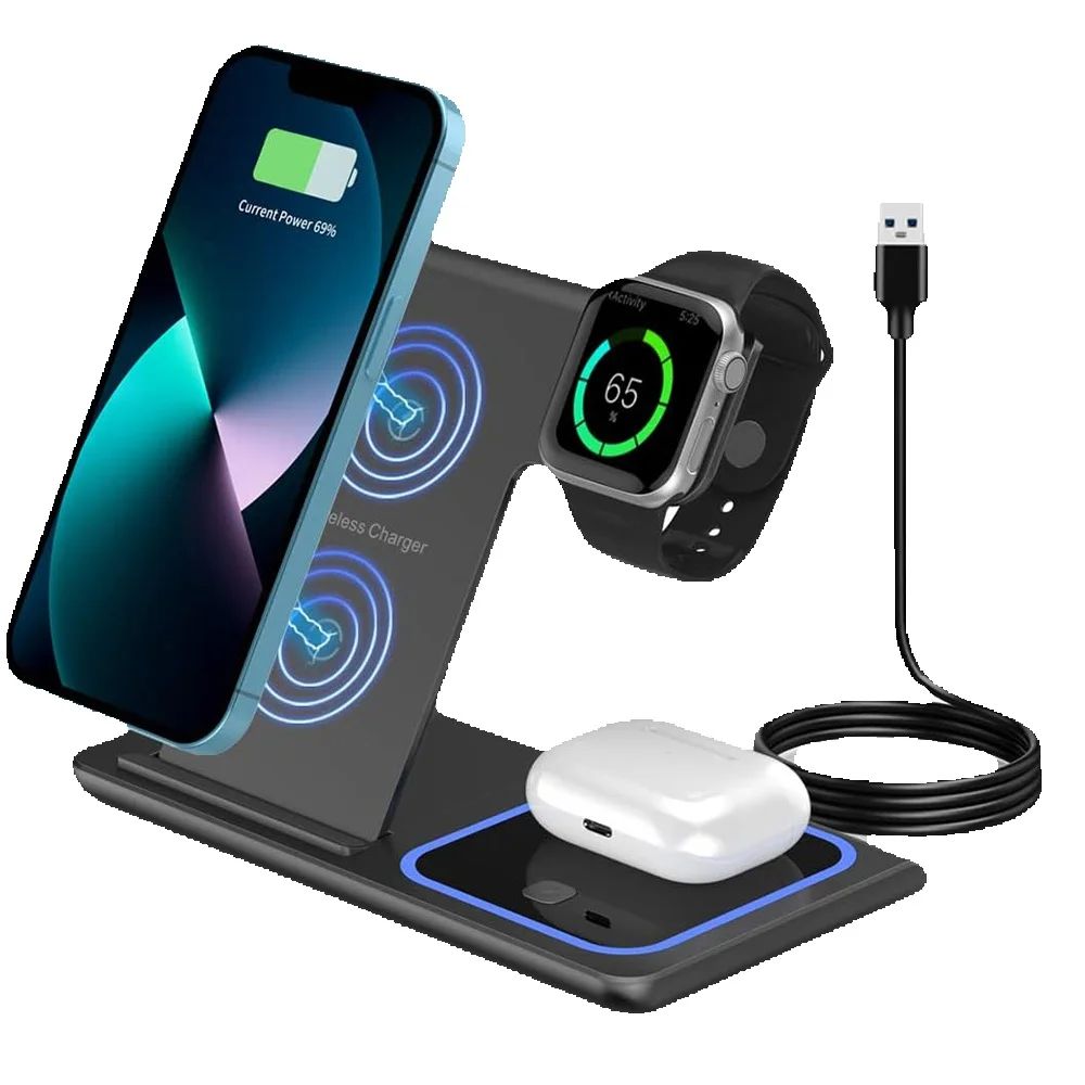 15W 3 in 1 LED Fast Wireless C - Smartwatch Ac ulasan dan harga