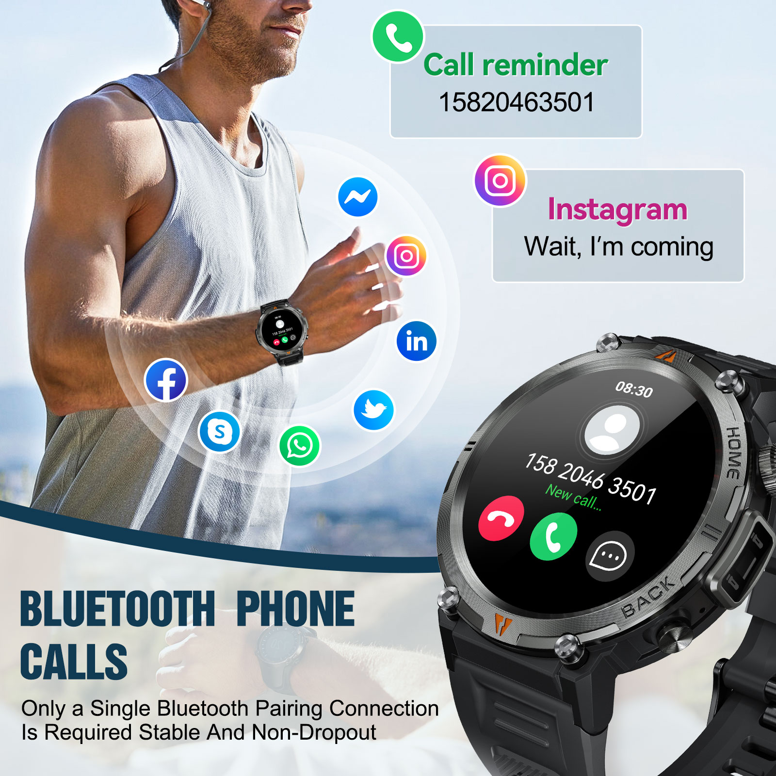 EIGIIS KE3 Bluetooth Call Smar - Smartwatch Face ulasan dan harga