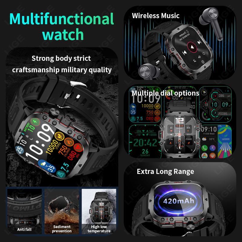 LIGE Outdoor Smart Watch Men 2 - Smartwatch Face ulasan dan harga