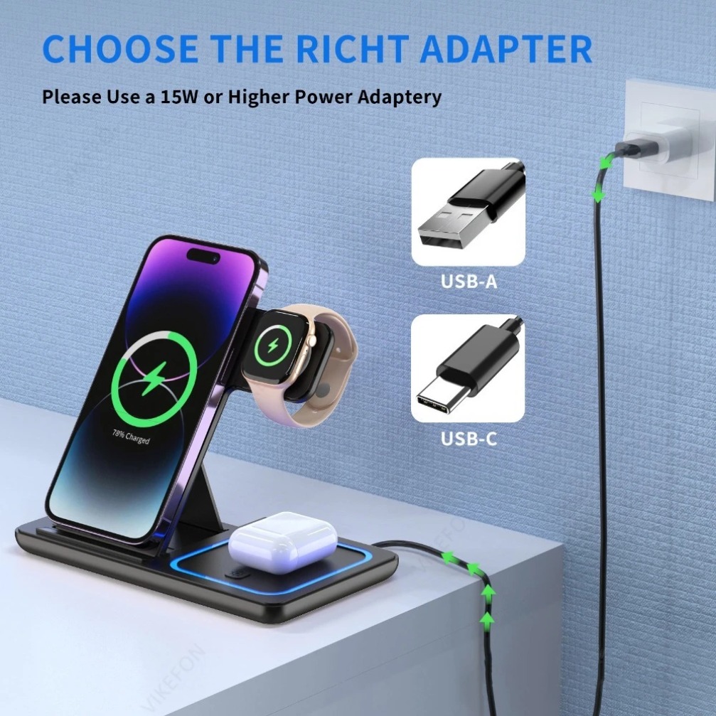 Foldable 3 in 1 Wireless Charg - Wireless Charger Watch ulasan dan harga