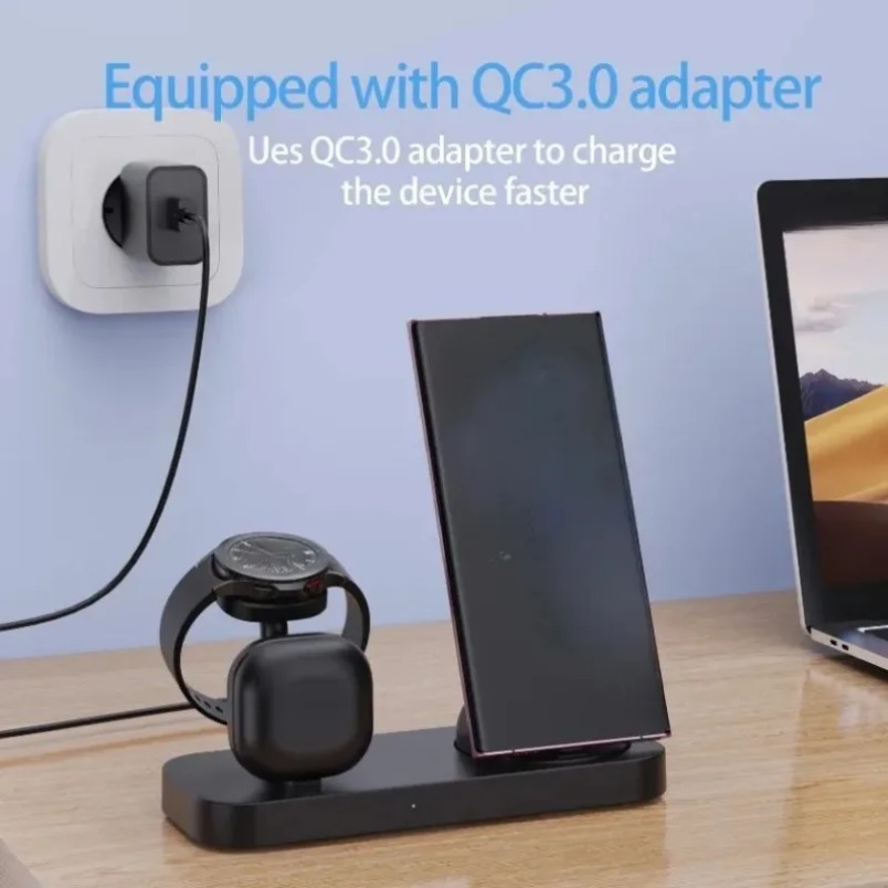 3 in 1 Wireless Charger Dual C - Wireless Charger Watch ulasan dan harga