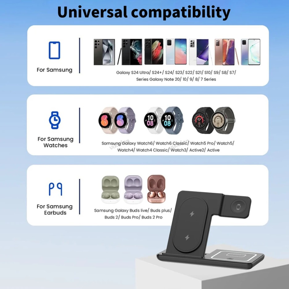 3 In 1 Foldable Wireless Charg - Wireless Charger Watch ulasan dan harga