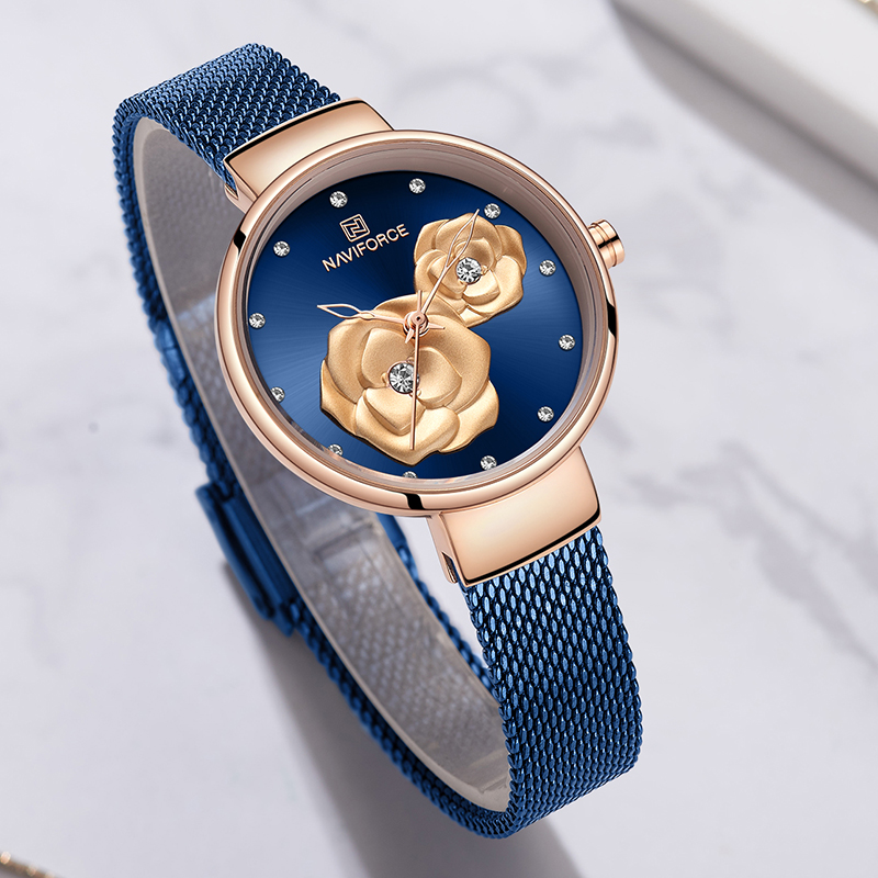 NAVIFORCE Luxury Women's Watch - Stainless Mesh Band ulasan dan harga